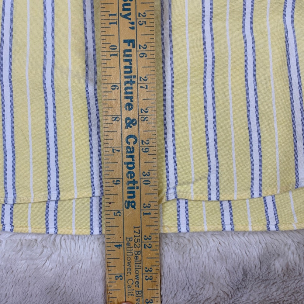 Ralph Lauren Golf Tilden Shirt Mens XL Yellow Blue Striped Cotton Oxford Crest - Picture 4 of 9